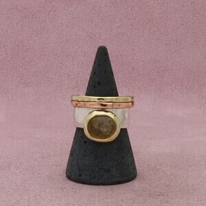 silpada sterling silver copper & brass accent citrine r3364 ring size 9